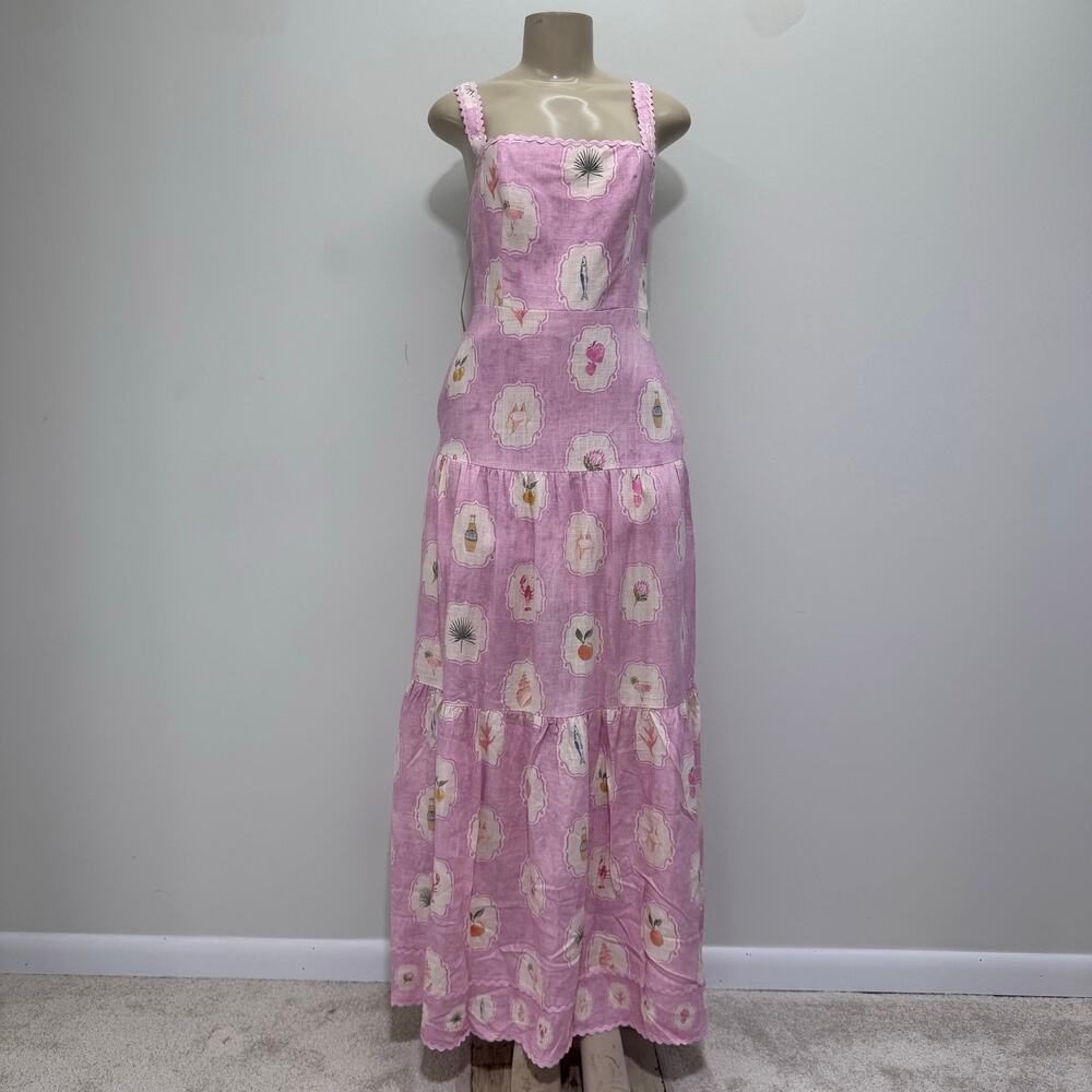 NWT Few Moda ANAYA Ziggy Linen Blend Dress size 4 Pink Beach Tropical Resortwear - Picture 3 of 13